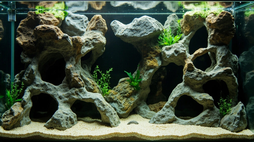 Décor pour aquarium cichlidés : roches, grottes et aménagements